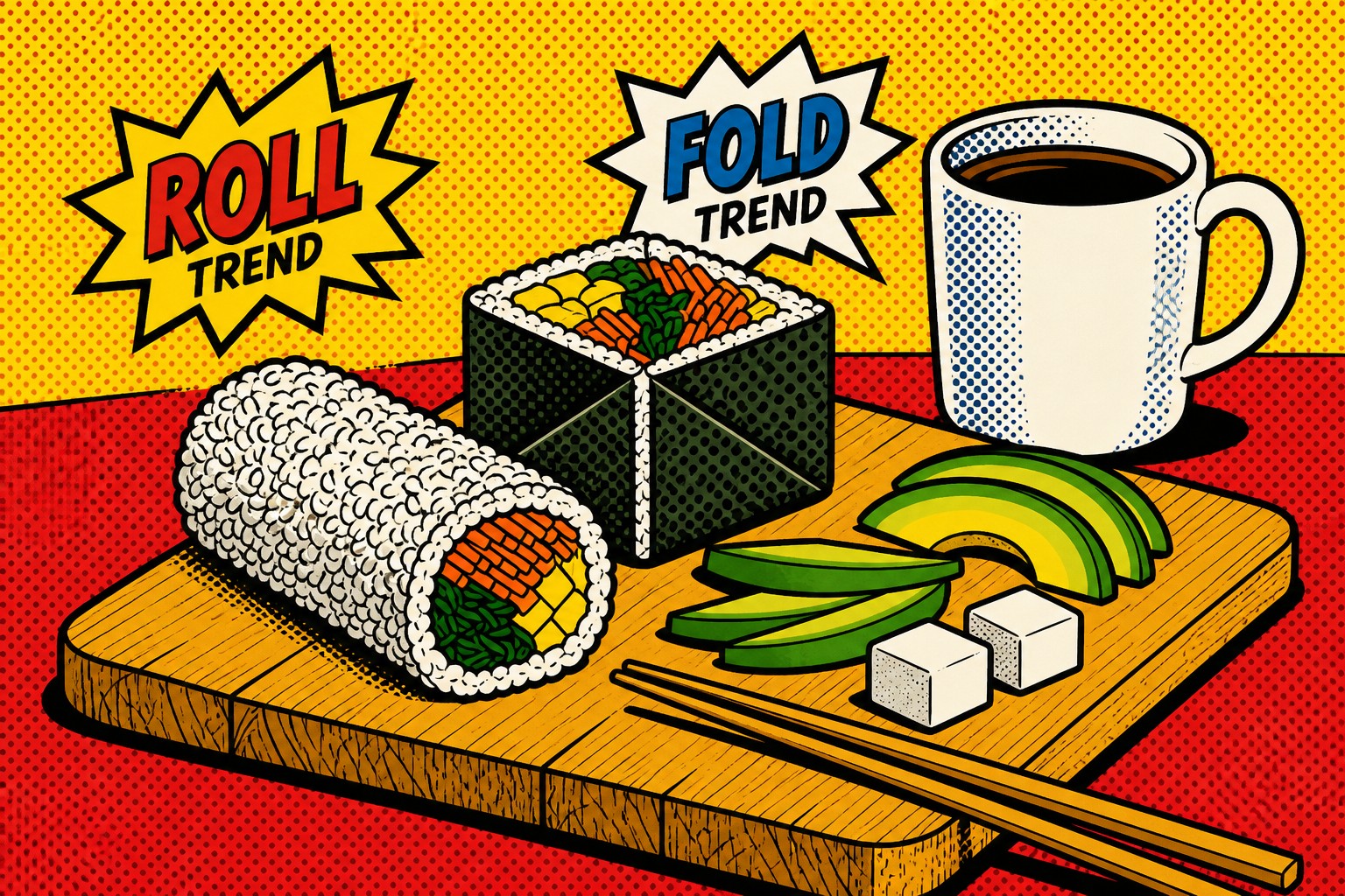 Nude and folded kimbap